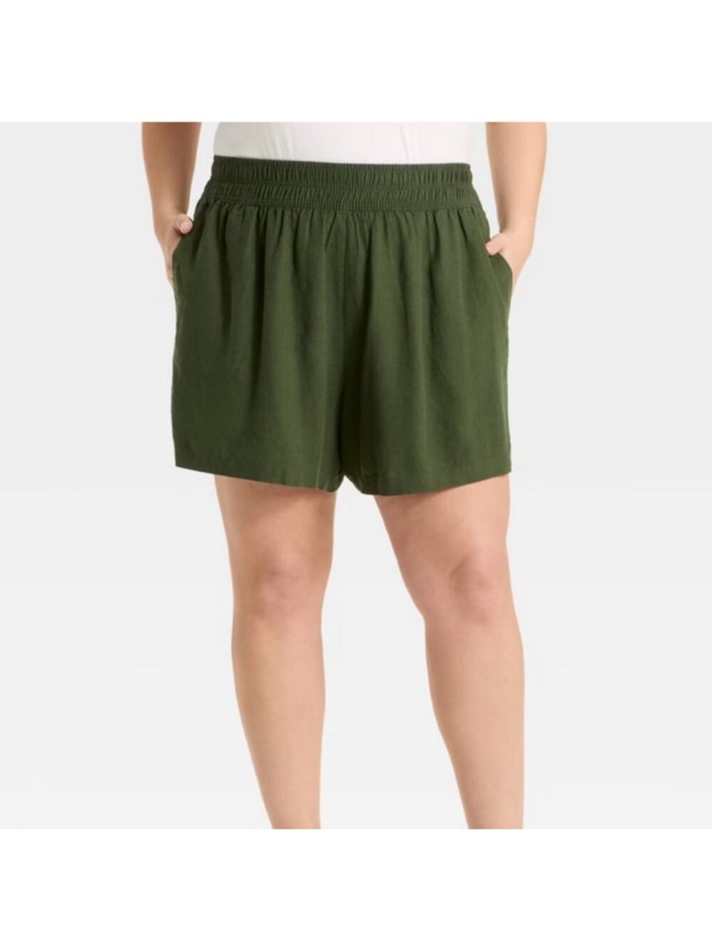 Ava & Viv Plus Size Olive Green Elastic Waist Shorts
